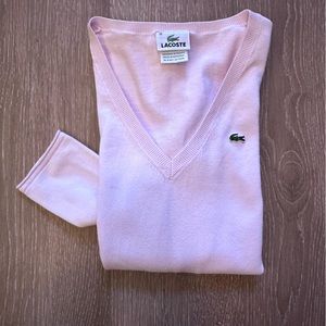 Lacoste pink v-neck sweater Size 36 Small/Size 6